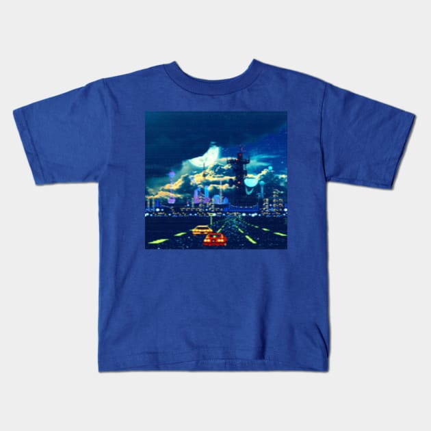 Asteroid City Racer Retrowave Kids T-Shirt by lofi_retrowave